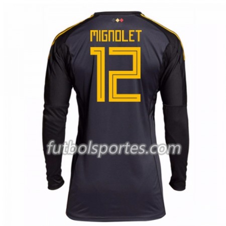 Camisetas Bélgica Mignolet 12 Portero Primera Equipacion Mundial 2018 Manga Larga